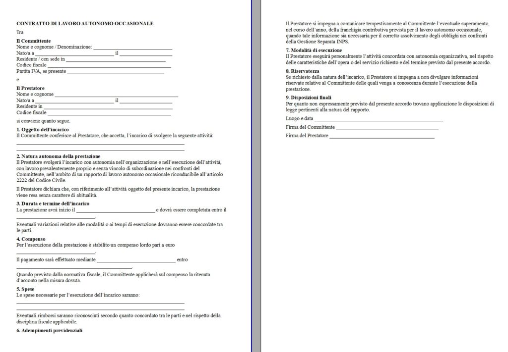 Contratto di Prestazione Occasionale